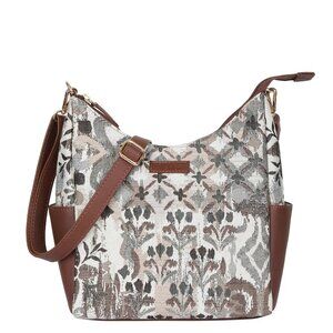 Abstract Print Tapestry Hobo Crossbody Bag for Women, Leather Shoulder Sling Bag